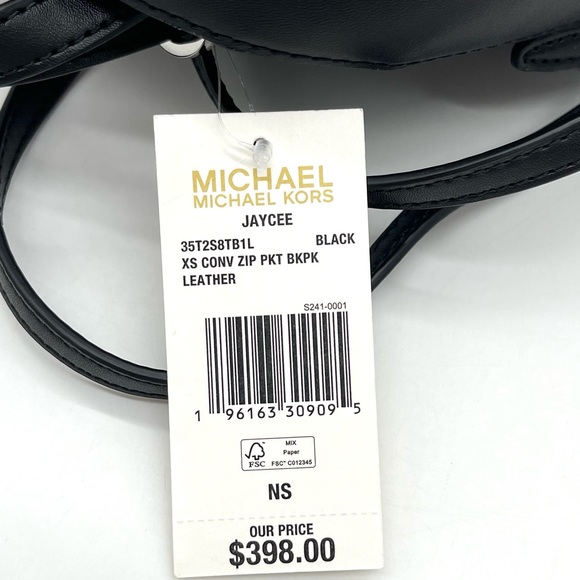 Michael Kors Jaycee Xsmall Convertible Zip Pocket Backpack Black - Picture 6 of 8